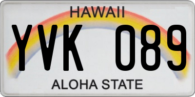 HI license plate YVK089