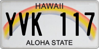 HI license plate YVK117