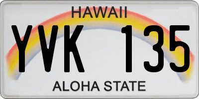 HI license plate YVK135
