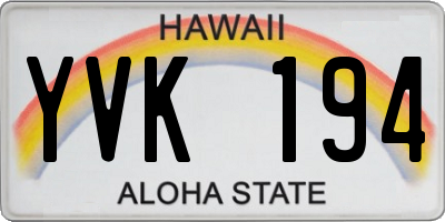 HI license plate YVK194