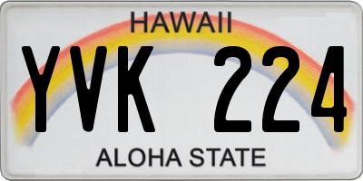 HI license plate YVK224