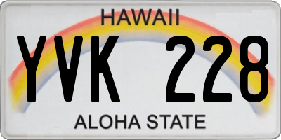 HI license plate YVK228
