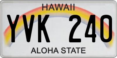 HI license plate YVK240