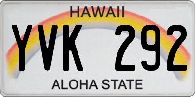 HI license plate YVK292