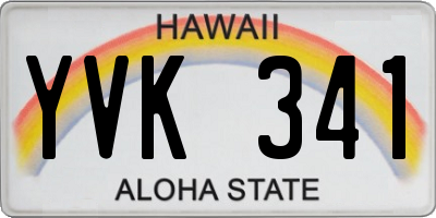 HI license plate YVK341