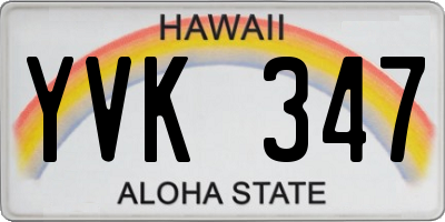 HI license plate YVK347
