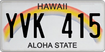 HI license plate YVK415