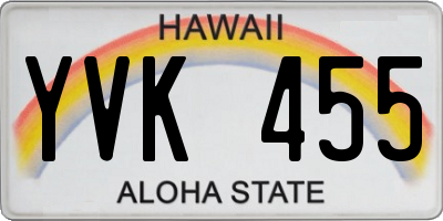 HI license plate YVK455