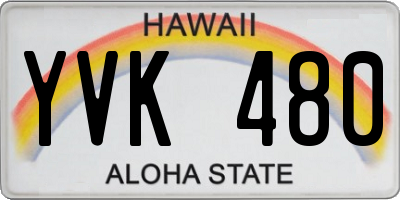HI license plate YVK480