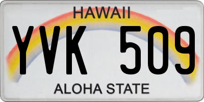 HI license plate YVK509