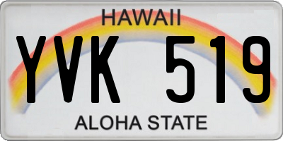 HI license plate YVK519
