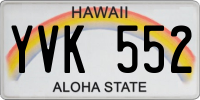 HI license plate YVK552