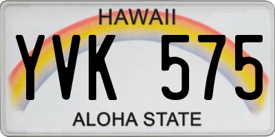HI license plate YVK575