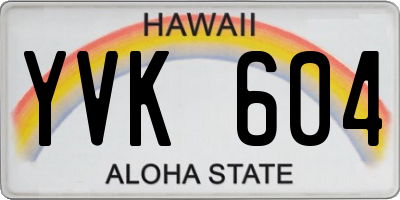 HI license plate YVK604