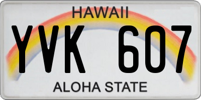 HI license plate YVK607