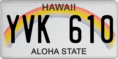 HI license plate YVK610