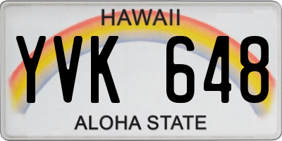 HI license plate YVK648