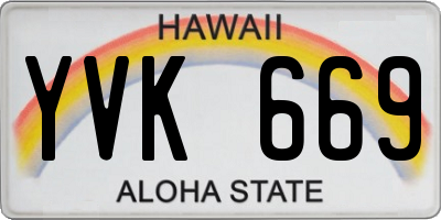 HI license plate YVK669