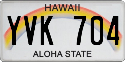 HI license plate YVK704