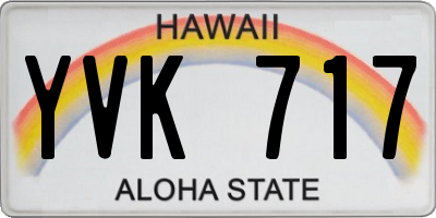HI license plate YVK717