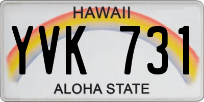 HI license plate YVK731