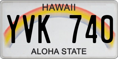 HI license plate YVK740