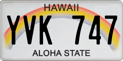 HI license plate YVK747