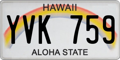 HI license plate YVK759