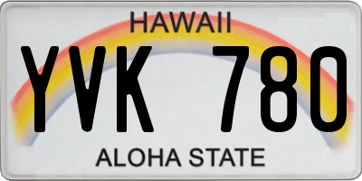 HI license plate YVK780