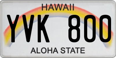 HI license plate YVK800