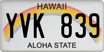 HI license plate YVK839