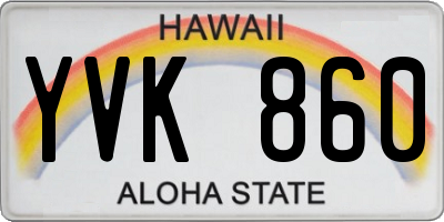 HI license plate YVK860
