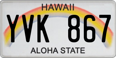 HI license plate YVK867