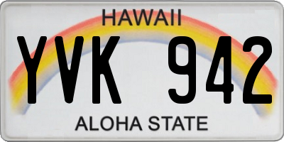 HI license plate YVK942