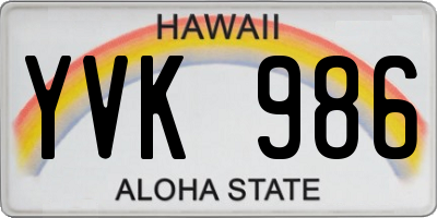 HI license plate YVK986