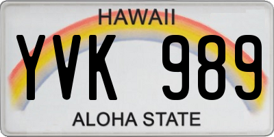 HI license plate YVK989
