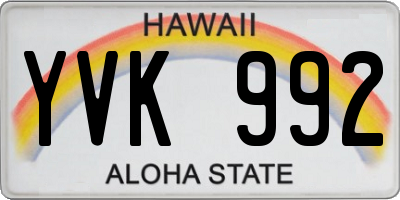 HI license plate YVK992