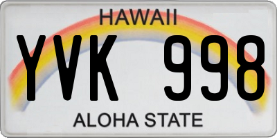 HI license plate YVK998