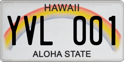 HI license plate YVL001