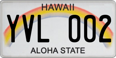HI license plate YVL002