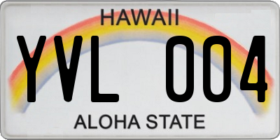HI license plate YVL004