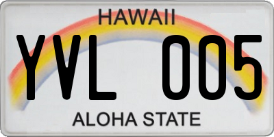 HI license plate YVL005
