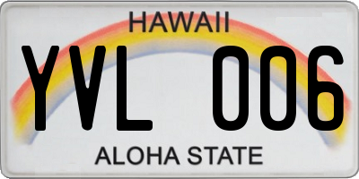 HI license plate YVL006