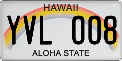 HI license plate YVL008