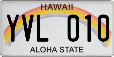 HI license plate YVL010