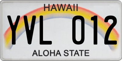 HI license plate YVL012