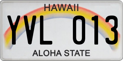 HI license plate YVL013