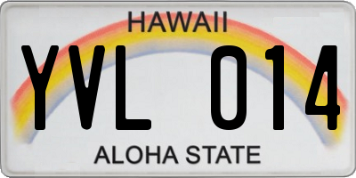 HI license plate YVL014