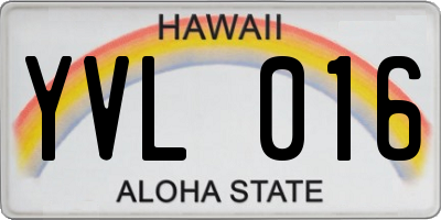 HI license plate YVL016