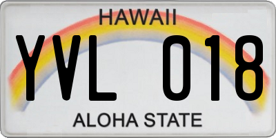 HI license plate YVL018